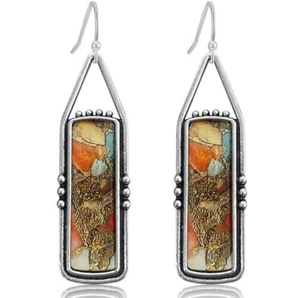 2331 Handmade Bohemian Tribal Retro Colorful Square Bar Dangle Drop